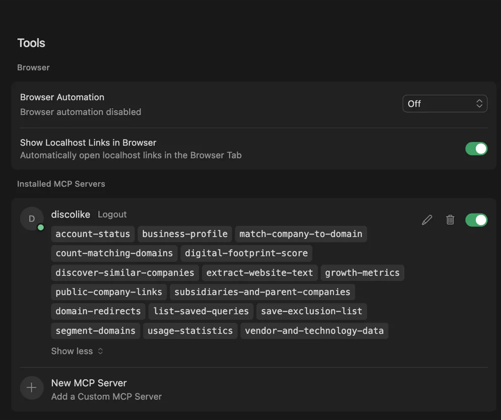 Available tools